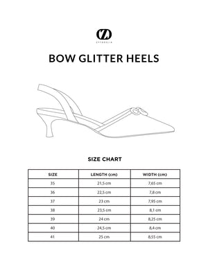 Bow Glitter Heels - Silver