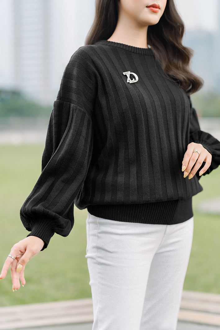 Interlock Lining Sweater - Black