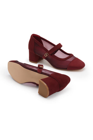 Jean Pump Shoes - Burgundy