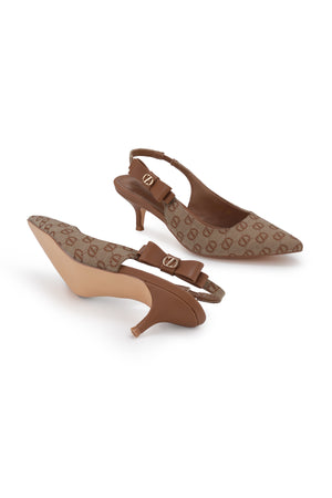 Jenna Jacquard Heels - Brown