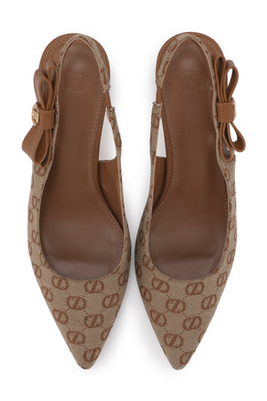 Jenna Jacquard Heels - Brown