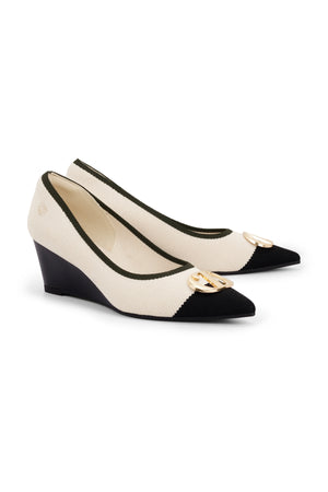 Maggie Wedges Shoes - Cream/Black