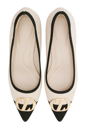Maggie Wedges Shoes - Cream/Black