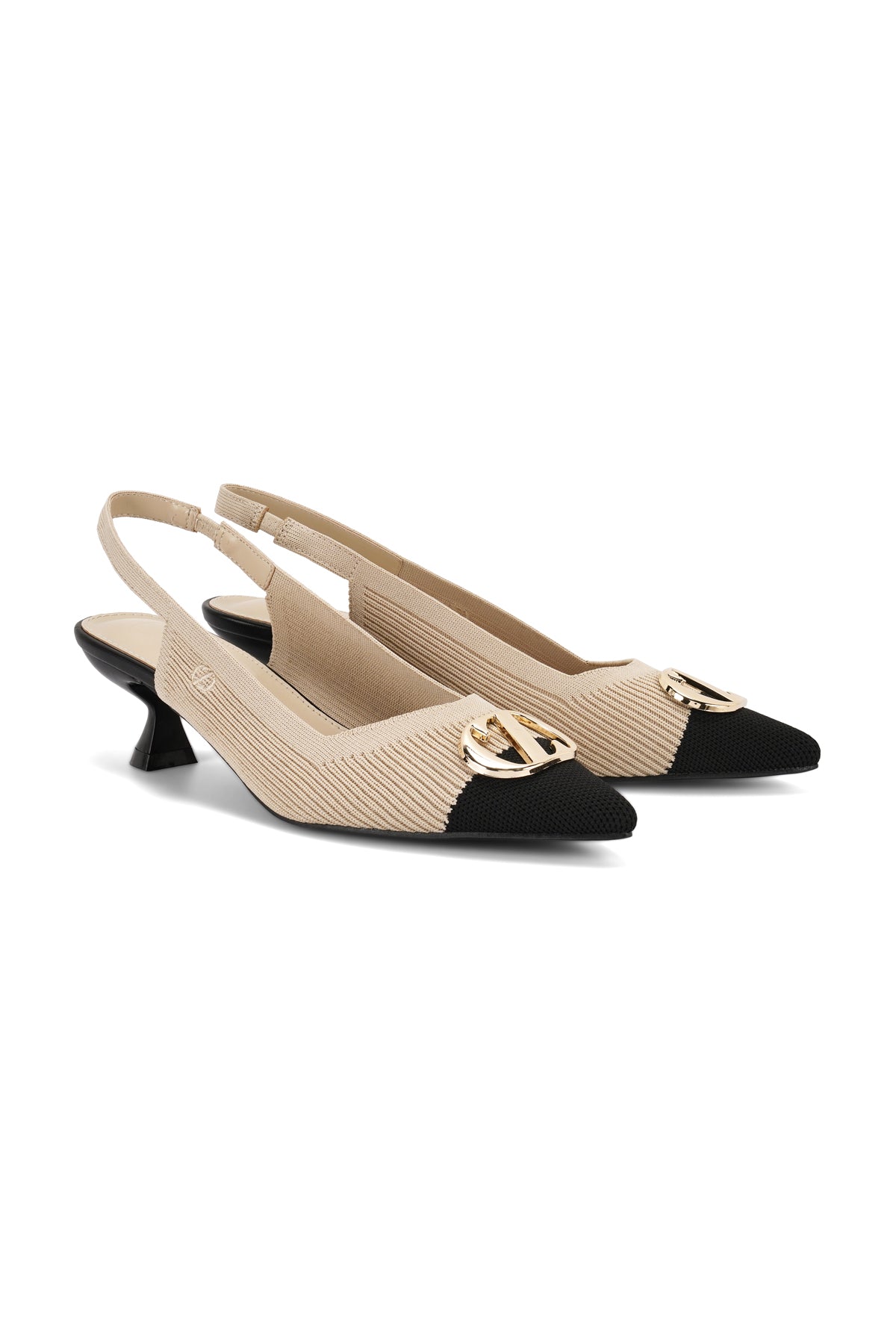 Two - Tone Kitten Heels - Cream - ZYTADELIA display picture 1