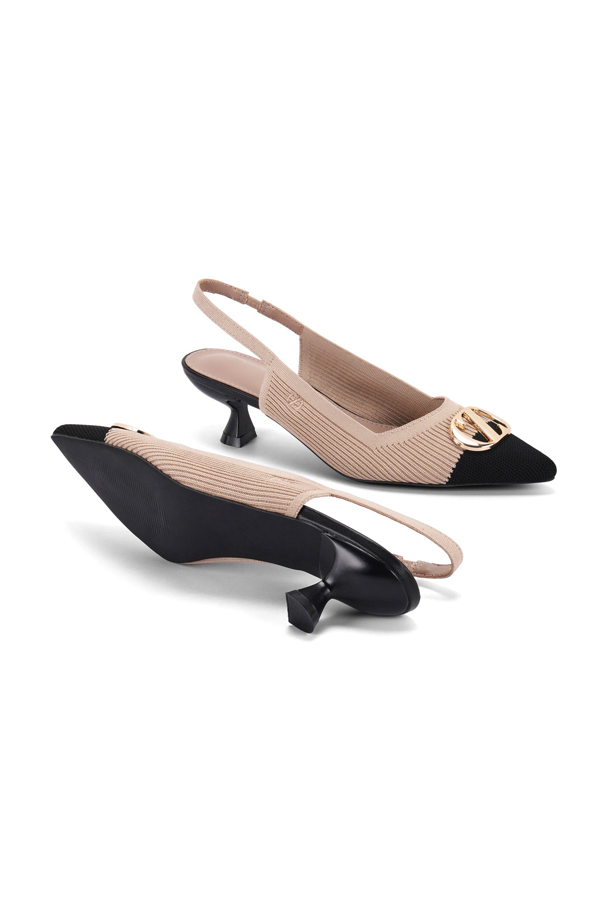 Two - Tone Kitten Heels - Tan