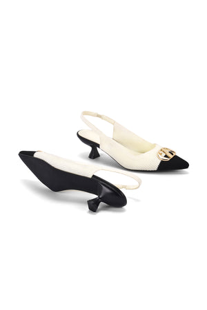 Two - Tone Kitten Heels - White