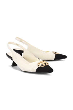 Two - Tone Kitten Heels - White