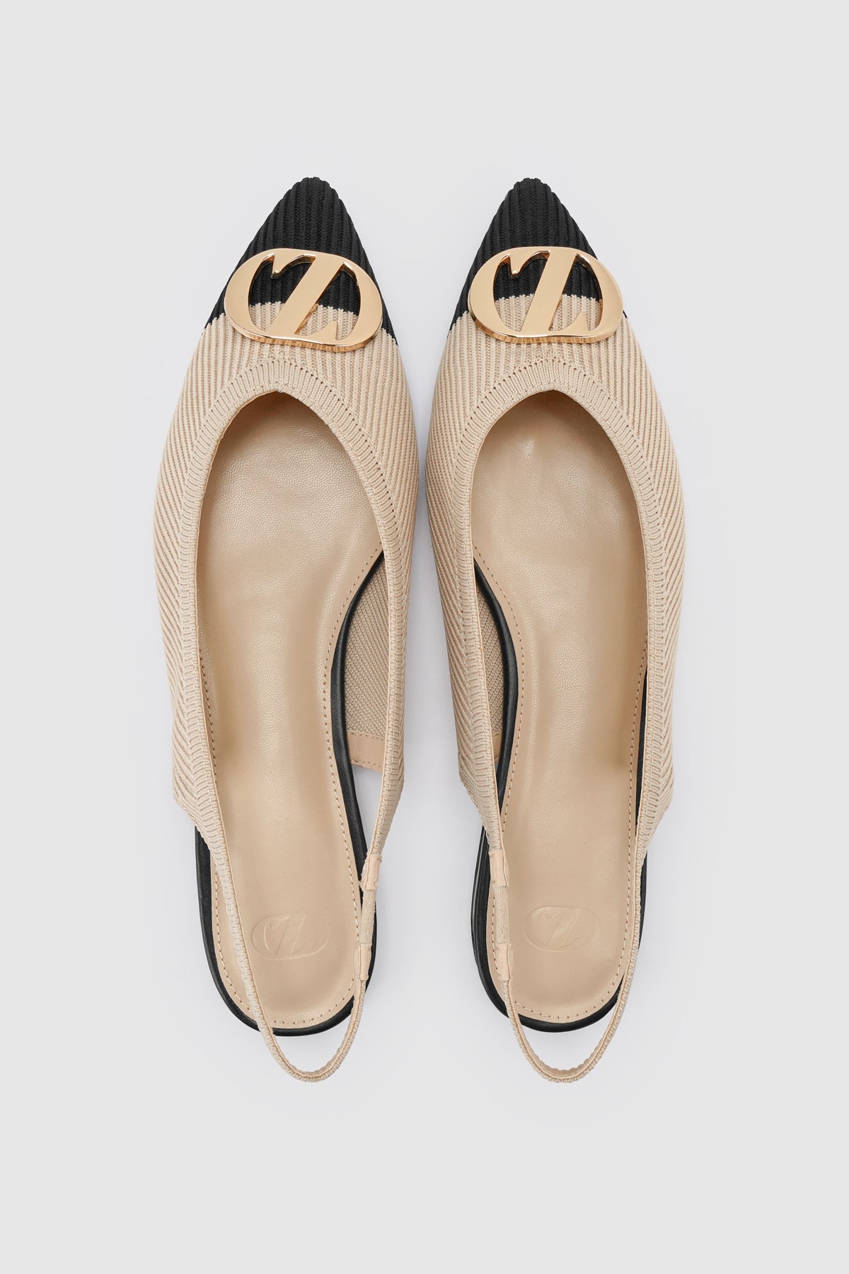 Two - Tone Slingback Flats - Cream