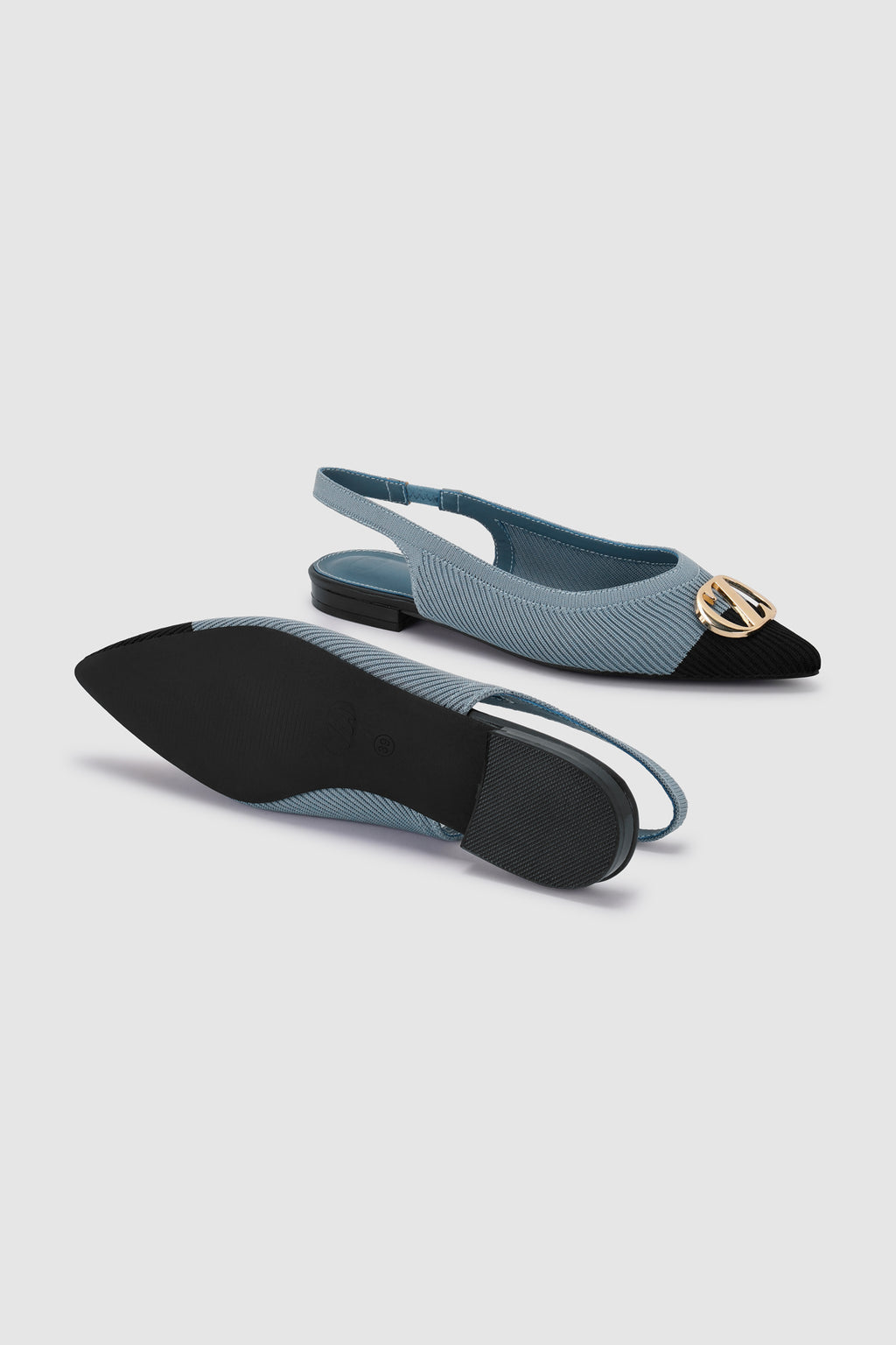 Two - Tone Slingback Flats - Denim