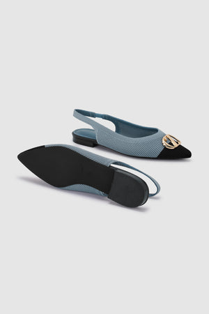 Two - Tone Slingback Flats - Denim