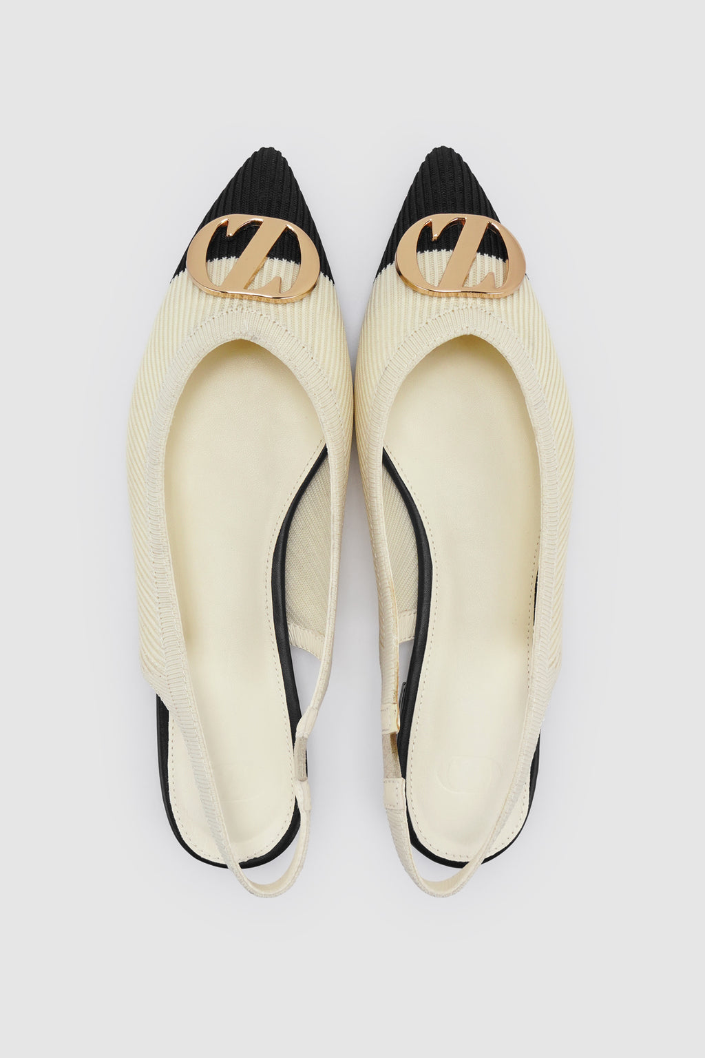 Two - Tone Slingback Flats - White