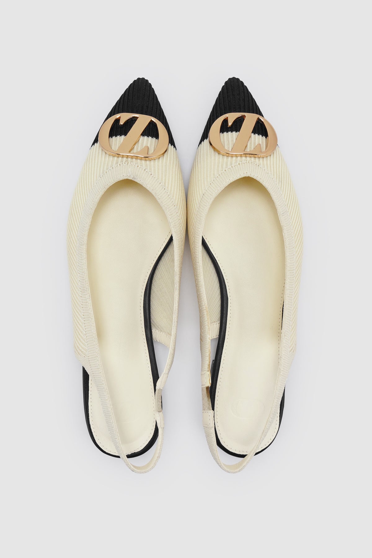 Two - Tone Slingback Flats - White