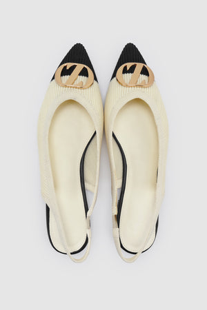 Two - Tone Slingback Flats - White