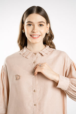 Elegance Pleated Collar - Peach