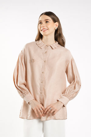 Elegance Pleated Collar - Peach