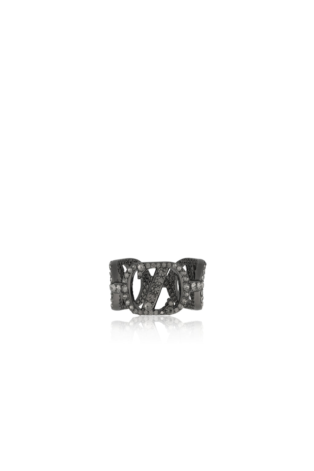 Zinitial Crystal Ring Scarf - Black