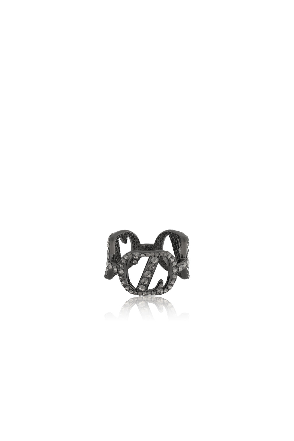 Zinitial Crystal Ring Scarf - Black