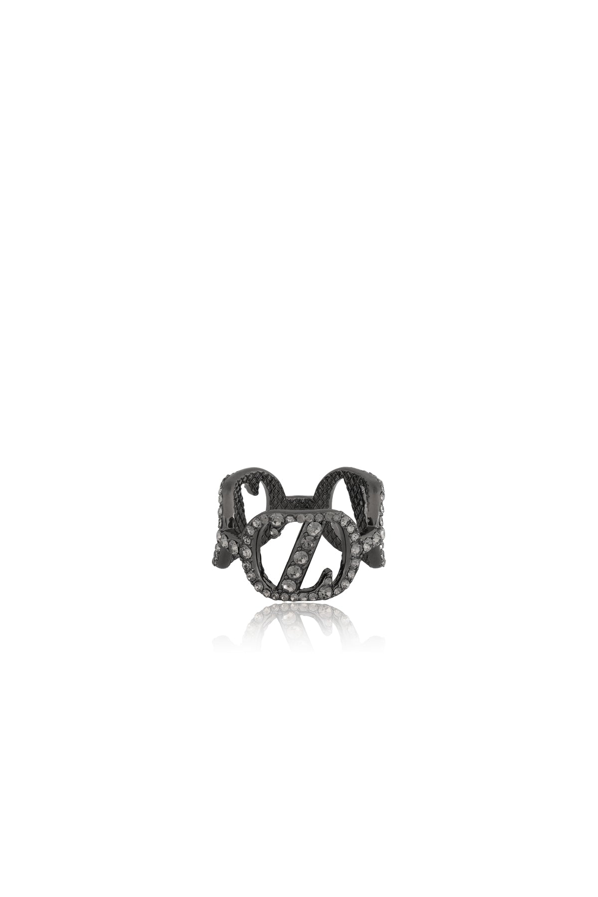 Zinitial Crystal Ring Scarf - Black