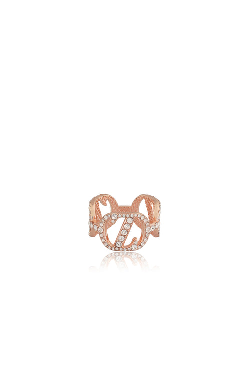 Zinitial Crystal Ring Scarf - Coral