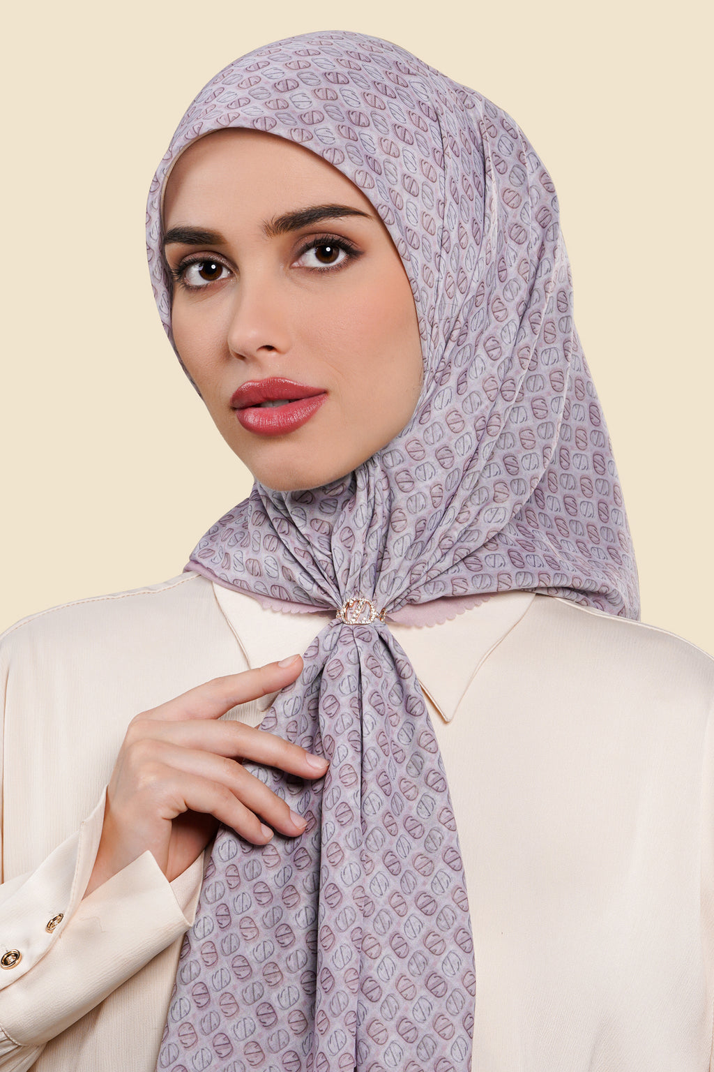 Zinitial Crystal Ring Scarf - Coral