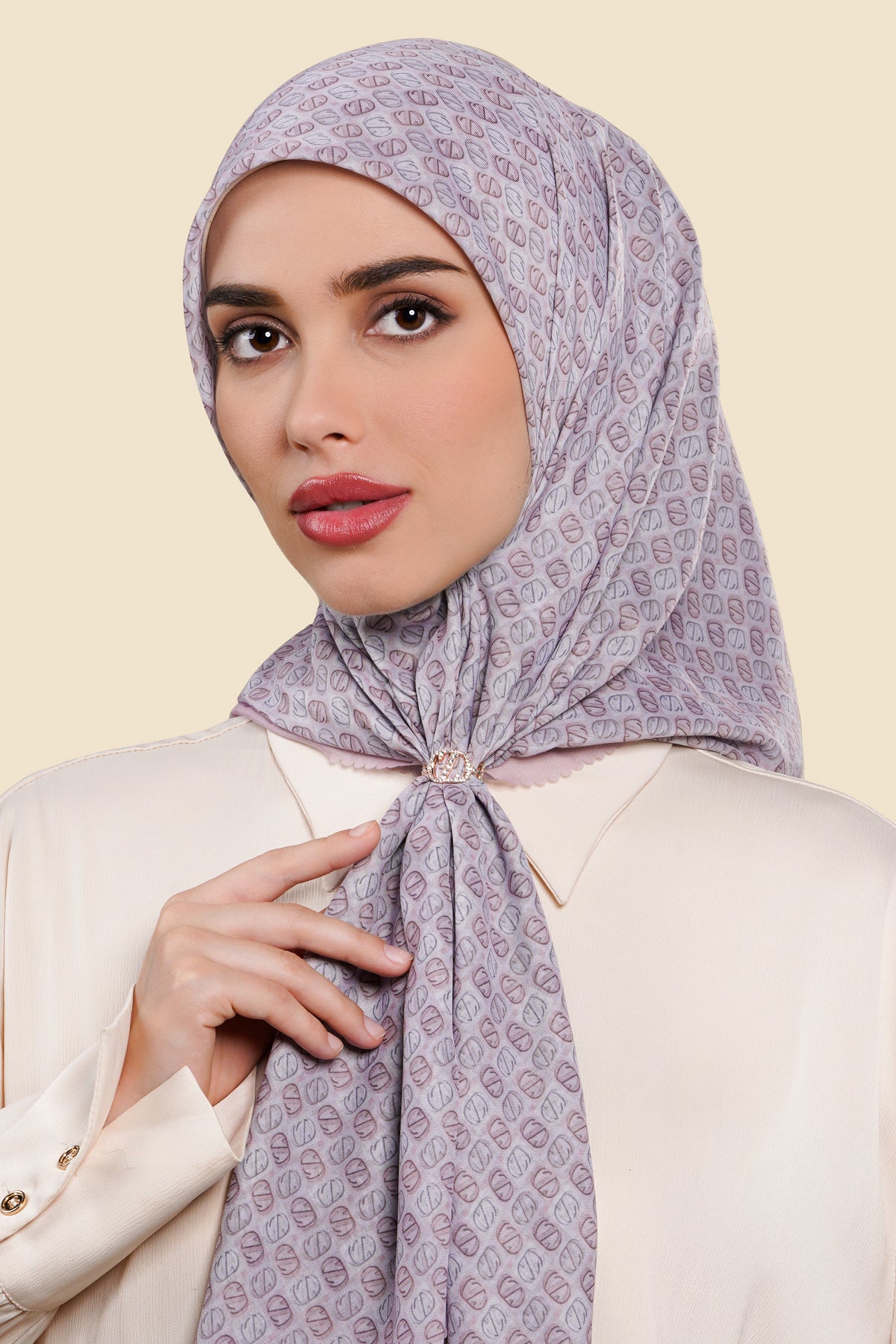 Zinitial Crystal Ring Scarf - Coral