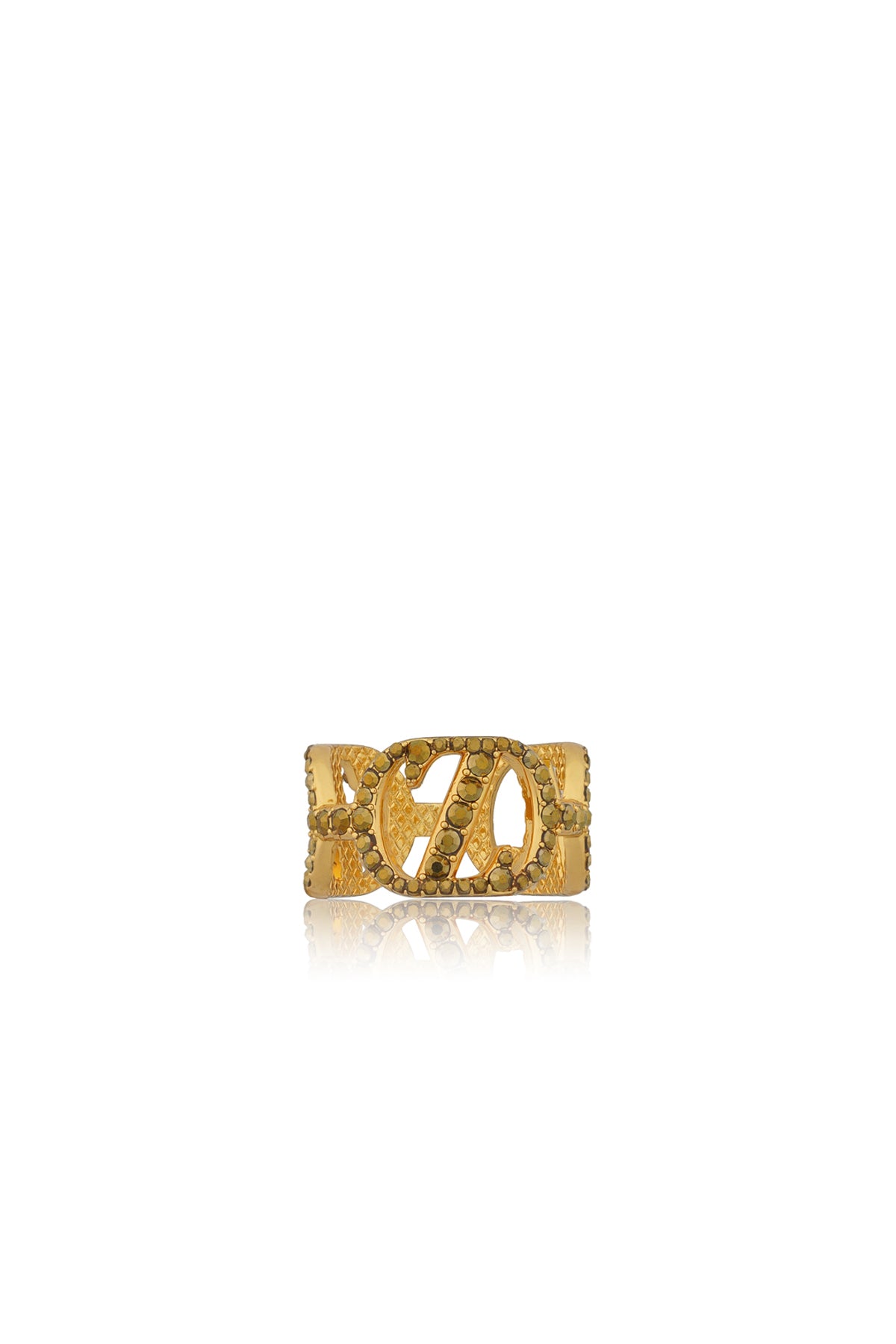 Zinitial Crystal Ring Scarf - Olive