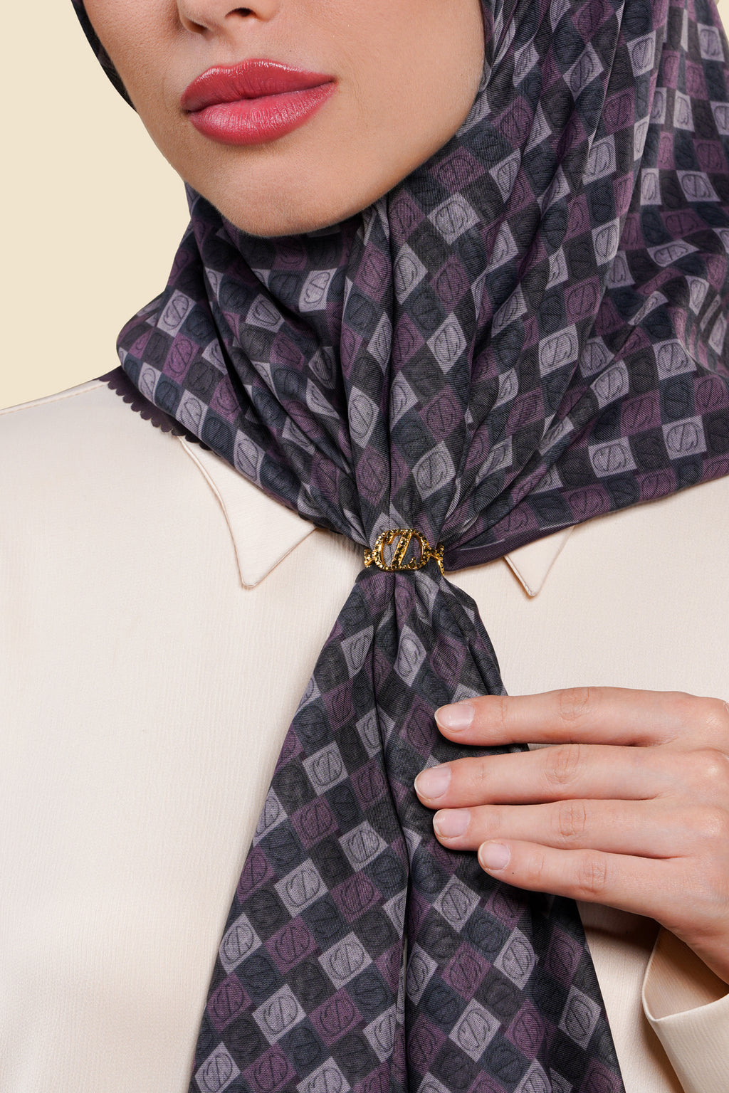 Zinitial Crystal Ring Scarf - Olive