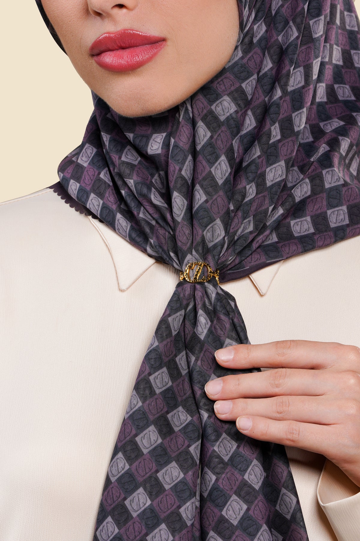 Zinitial Crystal Ring Scarf - Olive