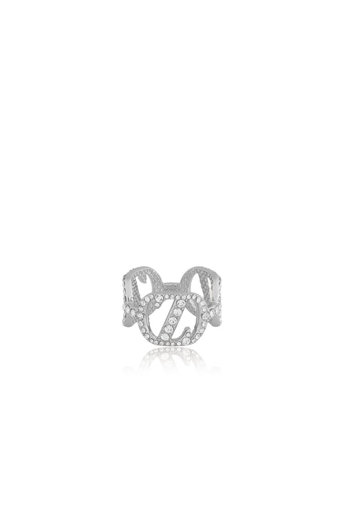 Zinitial Crystal Ring Scarf - Silver