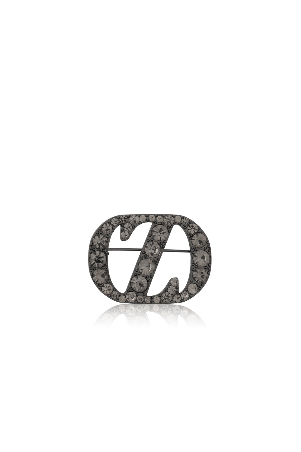 Zinitial Big Stone Brooch - Black