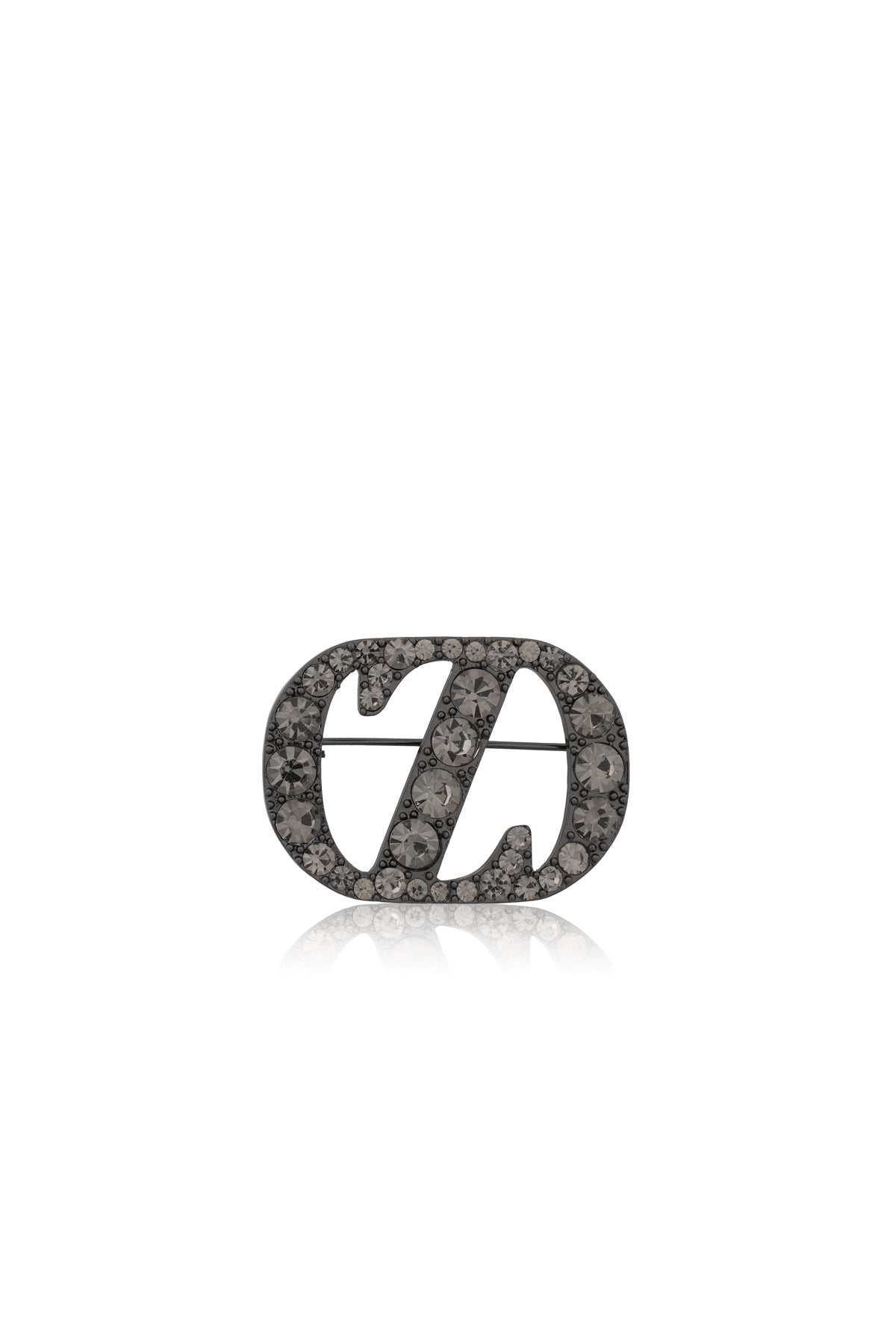 Zinitial Big Stone Brooch - Black