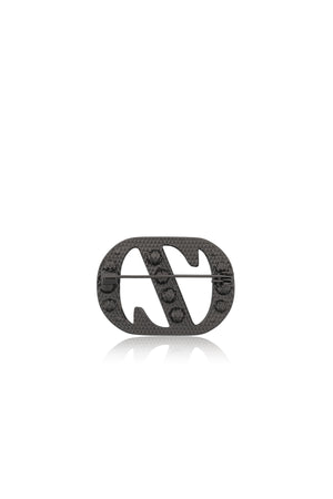 Zinitial Big Stone Brooch - Black