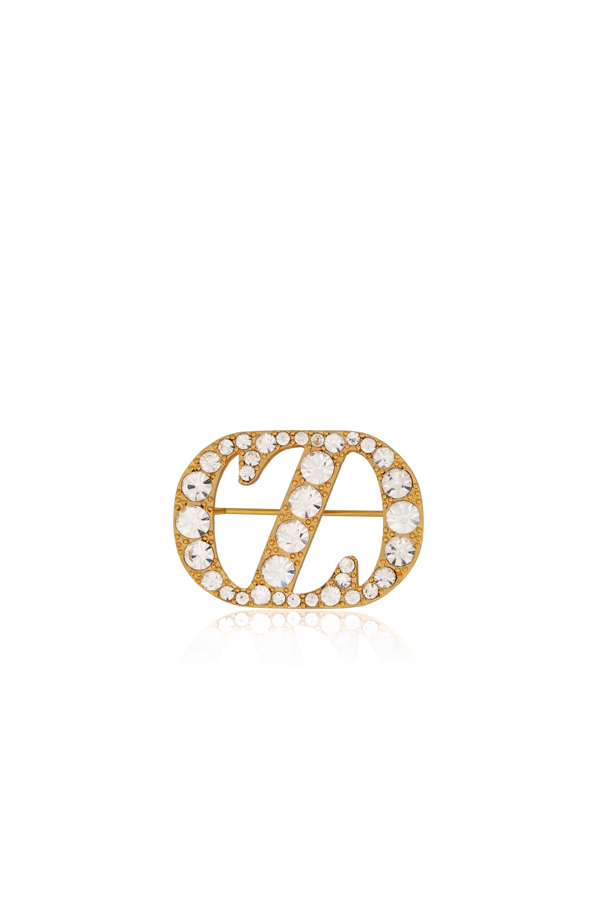 Zinitial Big Stone Brooch - Gold