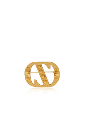 Zinitial Big Stone Brooch - Gold