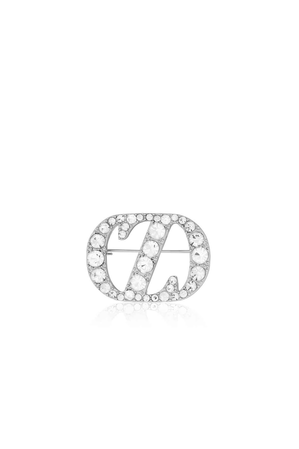 Zinitial Big Stone Brooch - Silver