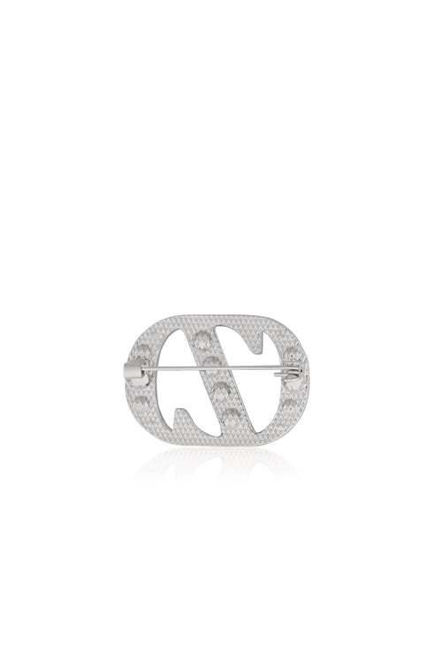 Zinitial Big Stone Brooch - Silver