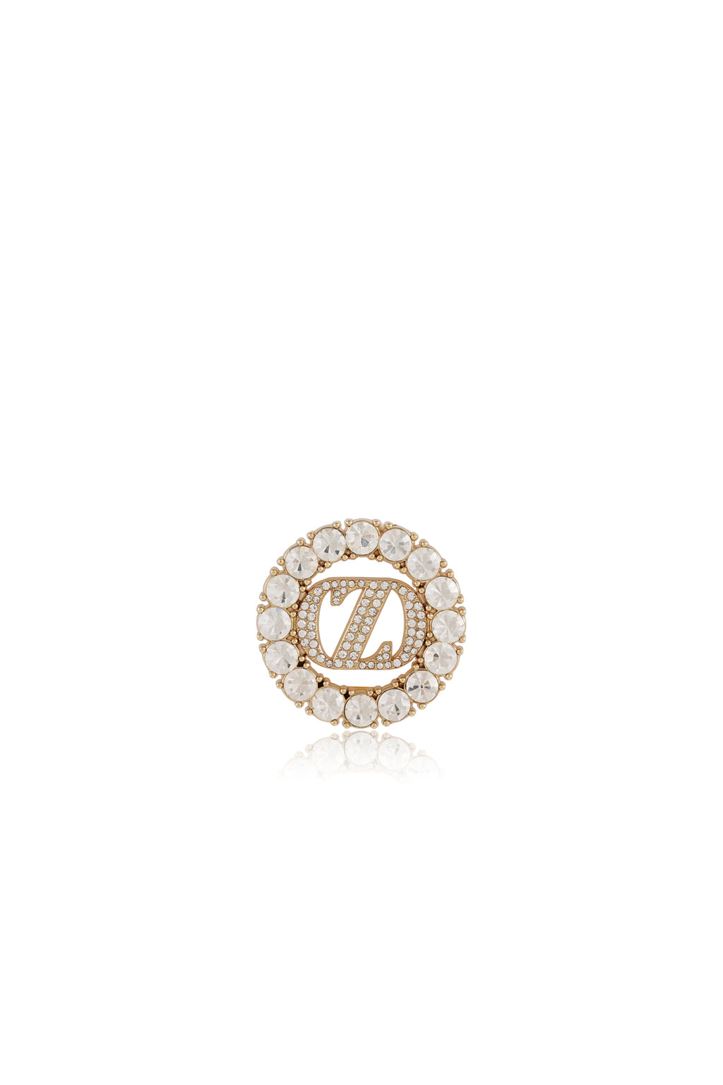 Zinitial Brooch - Gold Crystal