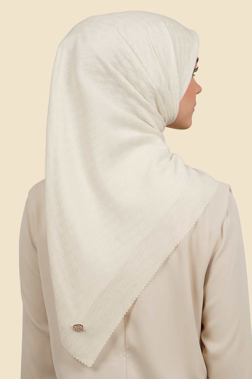 Zinitial Jacquard Scarf - Coconut Milk