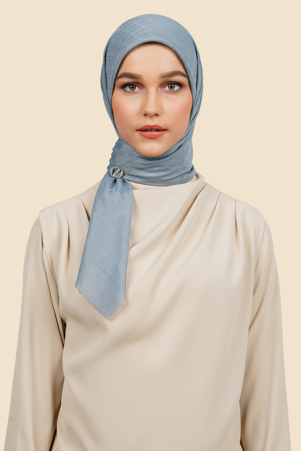 Zinitial Jacquard Scarf - Dusty Blue