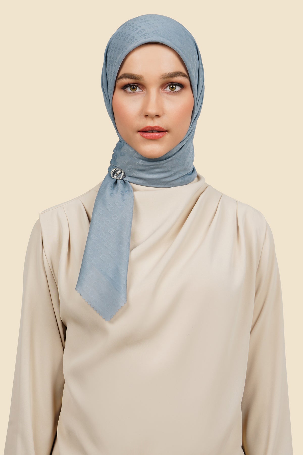 Zinitial Jacquard Scarf - Dusty Blue