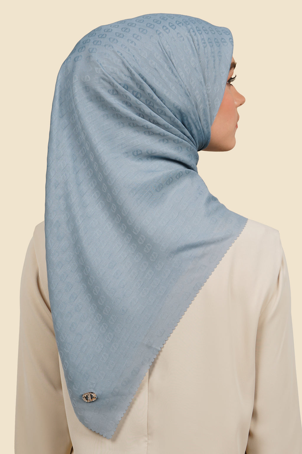 Zinitial Jacquard Scarf - Dusty Blue