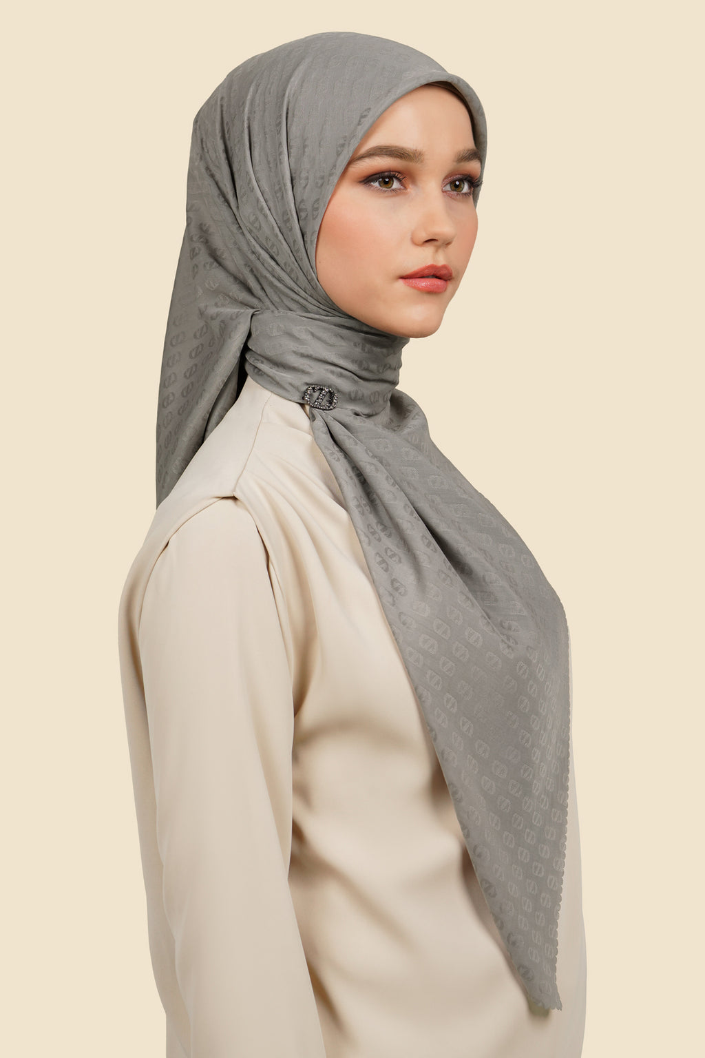 Zinitial Jacquard Scarf - Mourning Dove