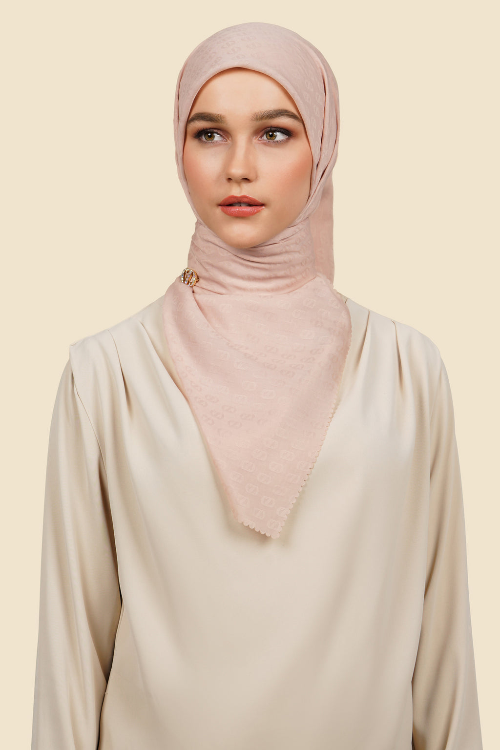 Zinitial Jacquard Scarf - Rose Smoke