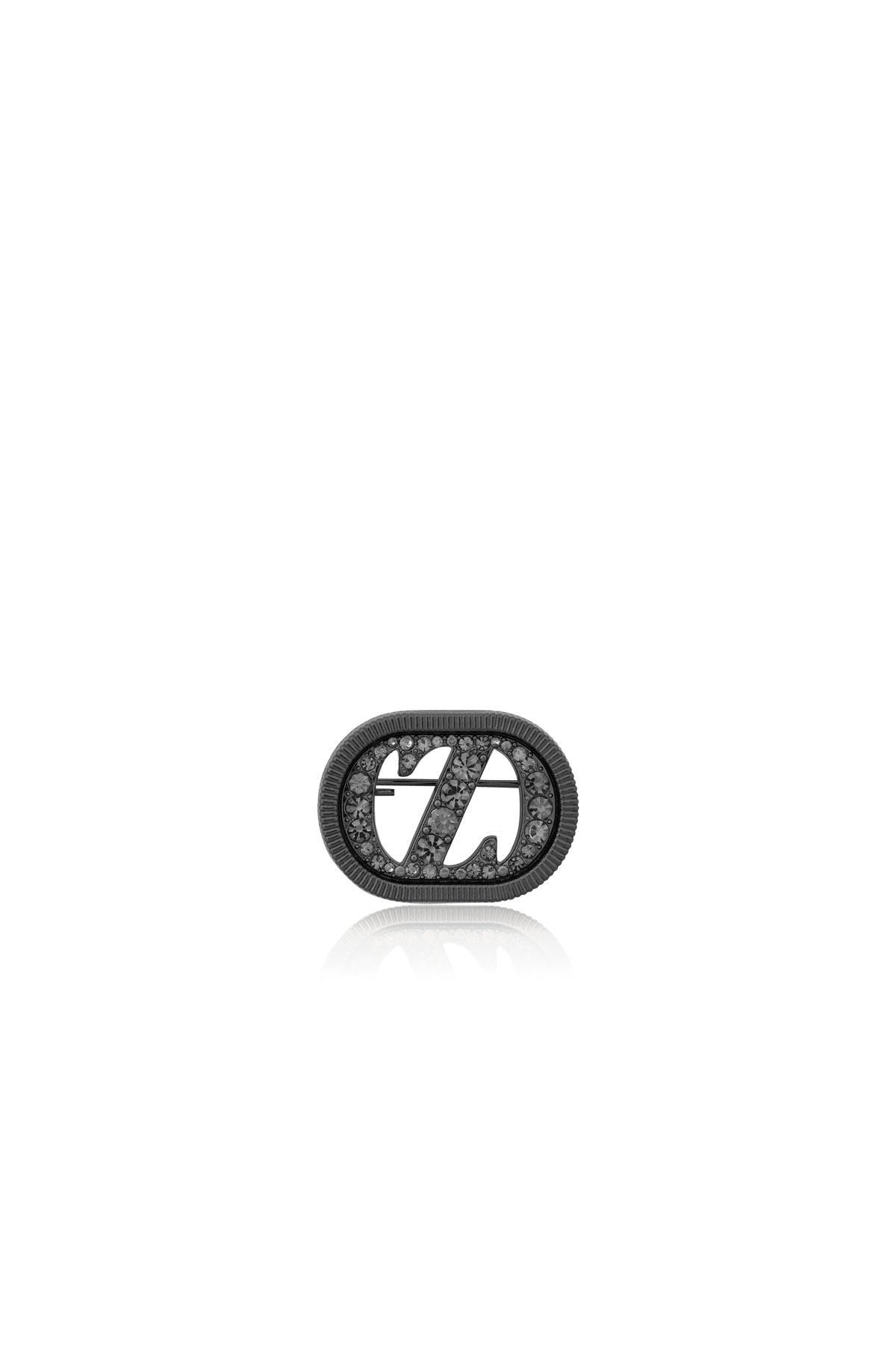 Zinitial Textured Brooch - Black