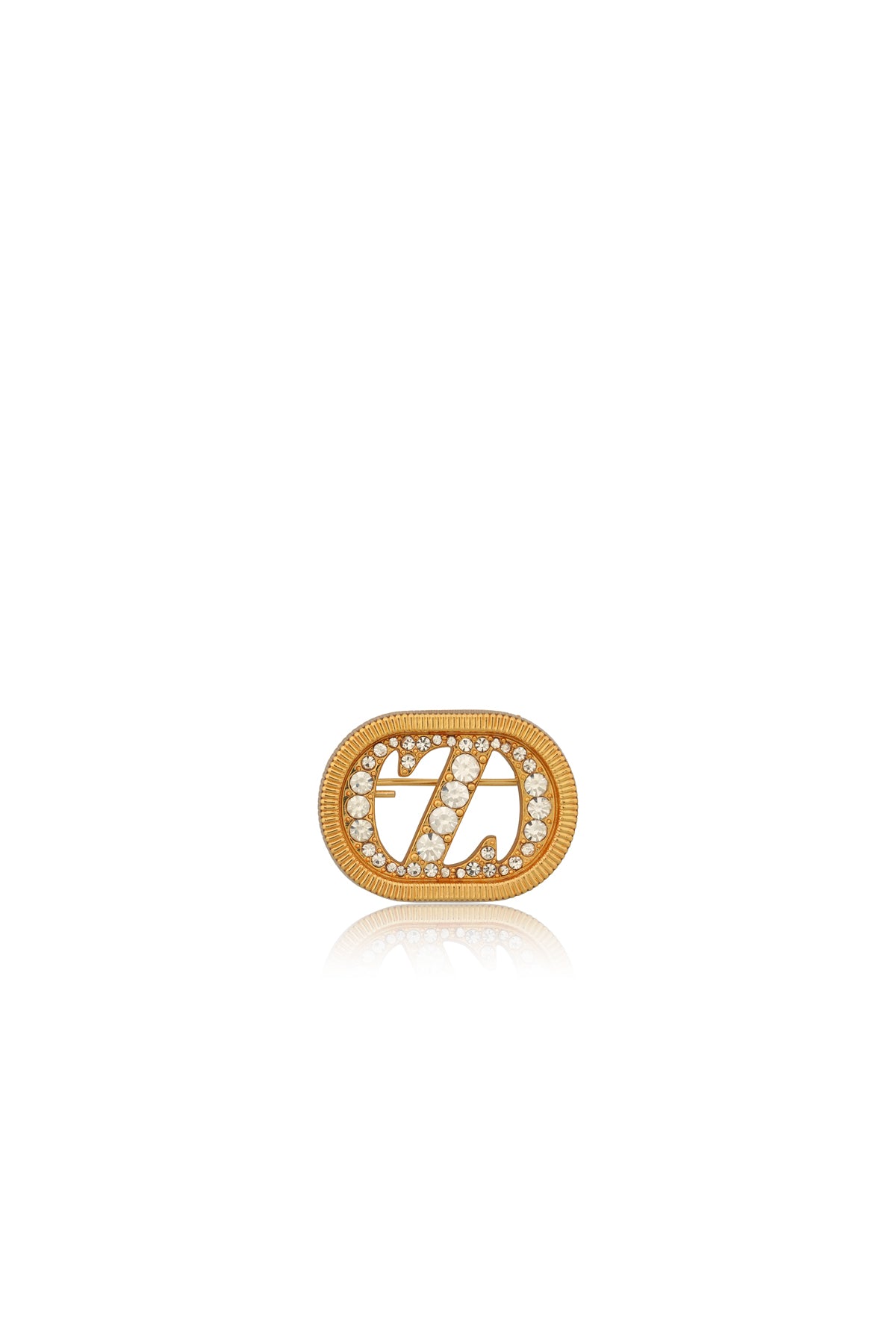 Zinitial Textured Brooch - Gold