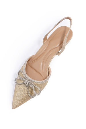 Bow Glitter Heels - Gold