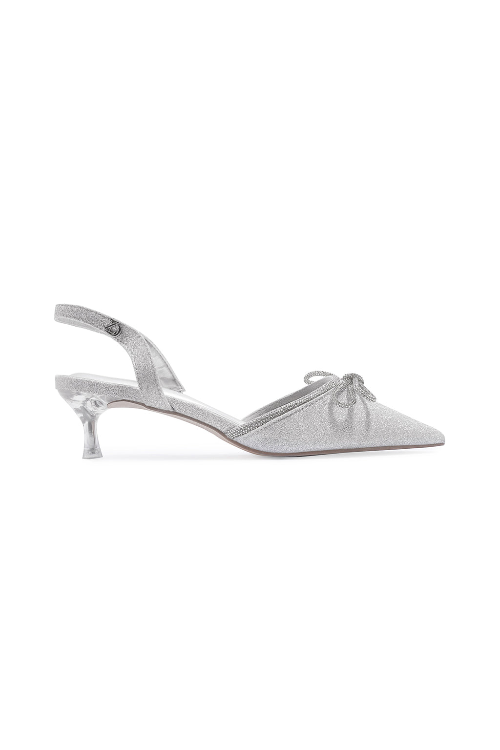 Bow Glitter Heels - Silver